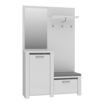HIRO Entryway Wall Unit with Mirror, White/Grey