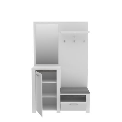 HIRO Hallway Wall Unit with Mirror, White/Grey