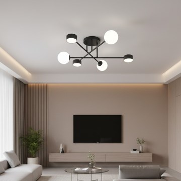 HOLON Flush-Mount Chandelier 3xG9/8W/230V + 3xGX53/12W, Black