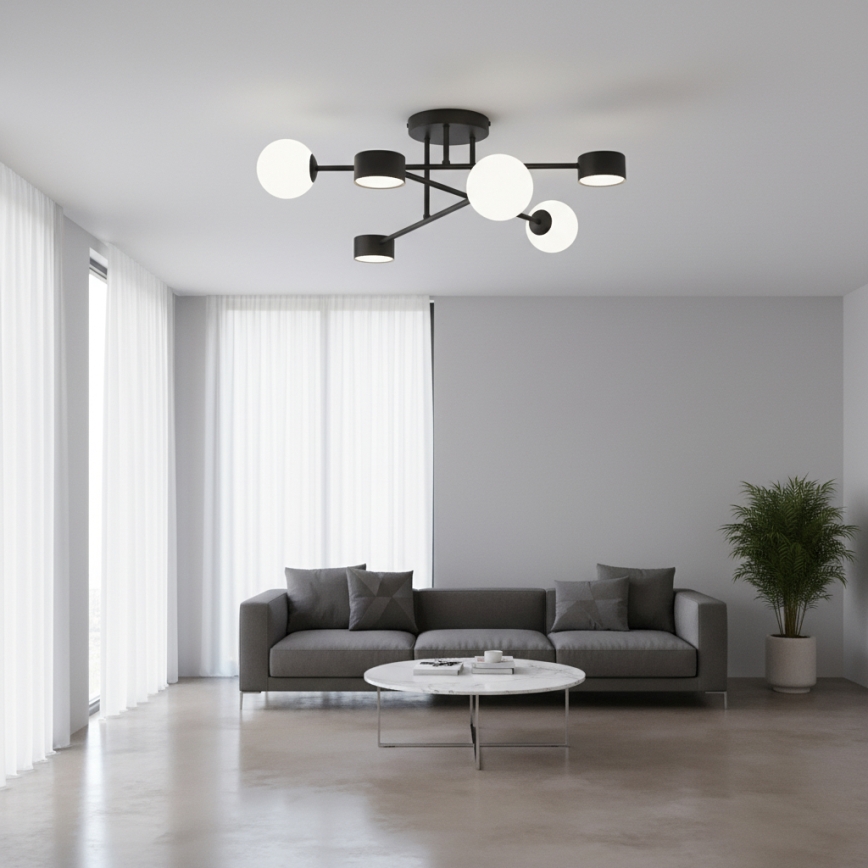 HOLON Flush-Mount Chandelier 3xG9/8W/230V + 3xGX53/12W, Black