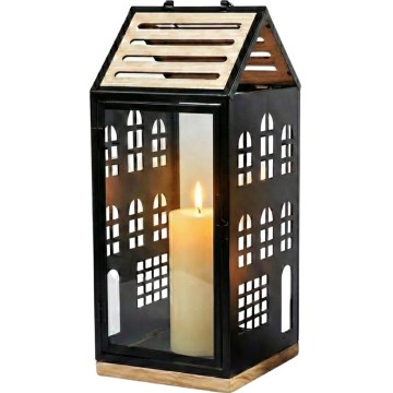 HOME Decorative Lantern, 34.5 cm, Black/Beige