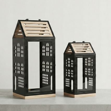 HOME Decorative Lantern, 47.5 cm, Black/Beige