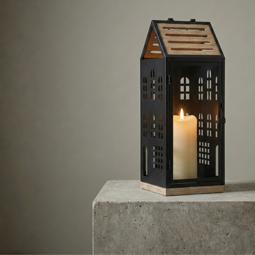 HOME Decorative Lantern, 47.5 cm, Black/Beige