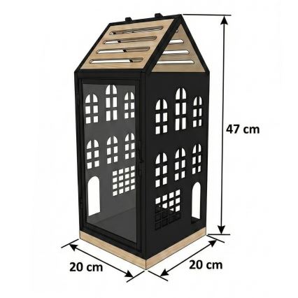HOME Decorative Lantern, 47.5 cm, Black/Beige