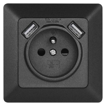 Home socket with USB 250V/16A anthracite