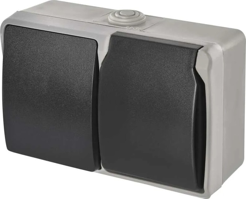 Home switch alternating no. 6 with a socket 250V/16A IP44 grey