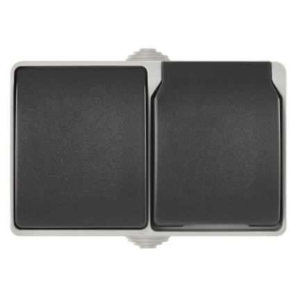 Home switch alternating no. 6 with a socket 250V/16A IP44 grey