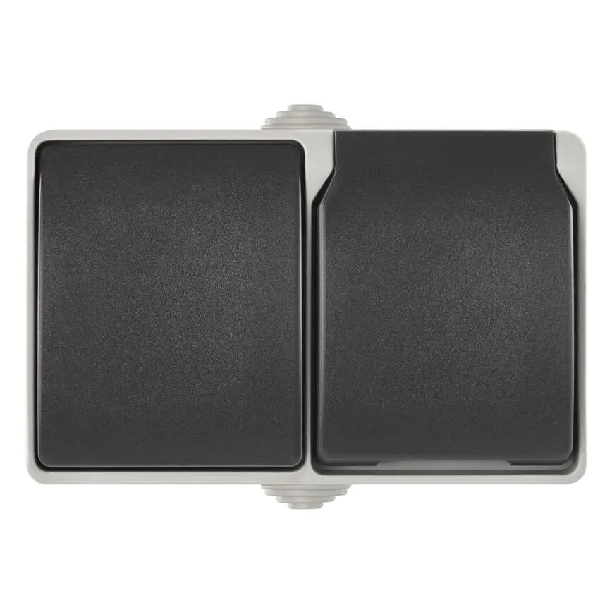 Home switch alternating no. 6 with a socket 250V/16A IP44 grey