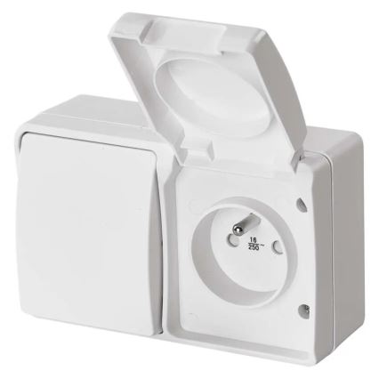 Home switch alternating no. 6 with a socket 250V/16A IP44 white
