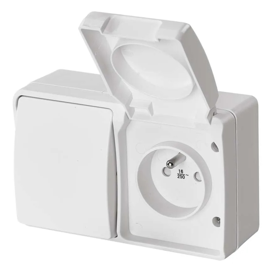 Home switch alternating no. 6 with a socket 250V/16A IP44 white
