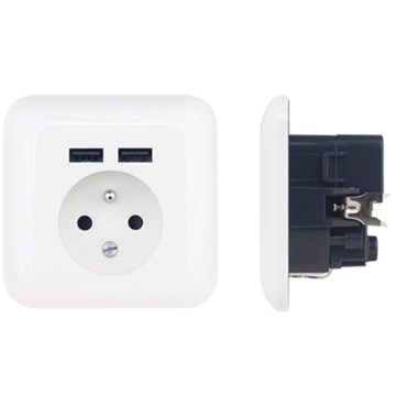 Home USB Socket, French Type, 250V/16A