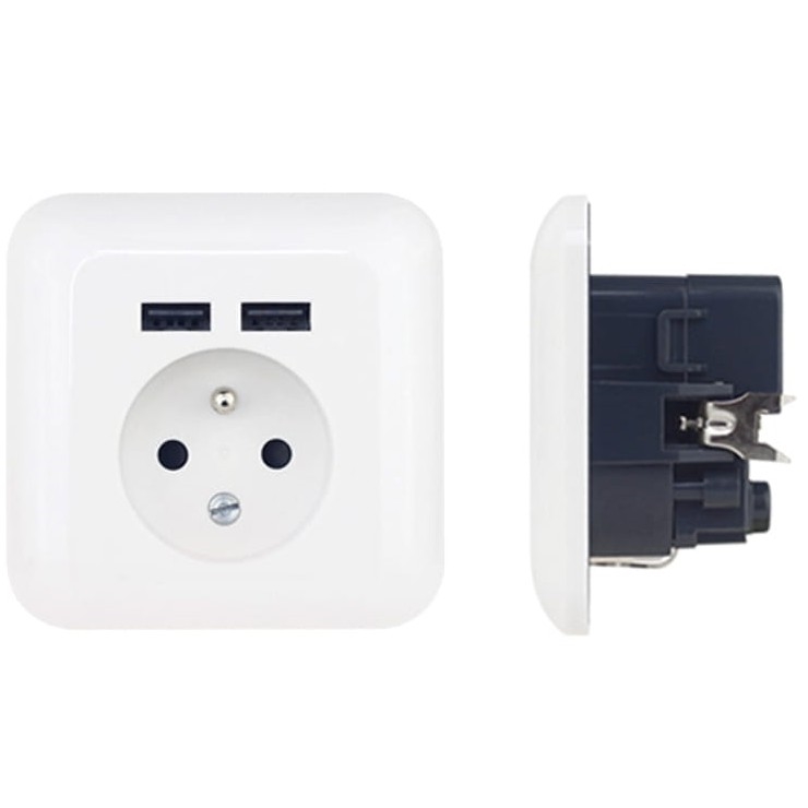 Home USB Socket, French Type, 250V/16A