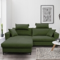 HORTA L-shaped left-hand corner sofa bed with built-in storage — green