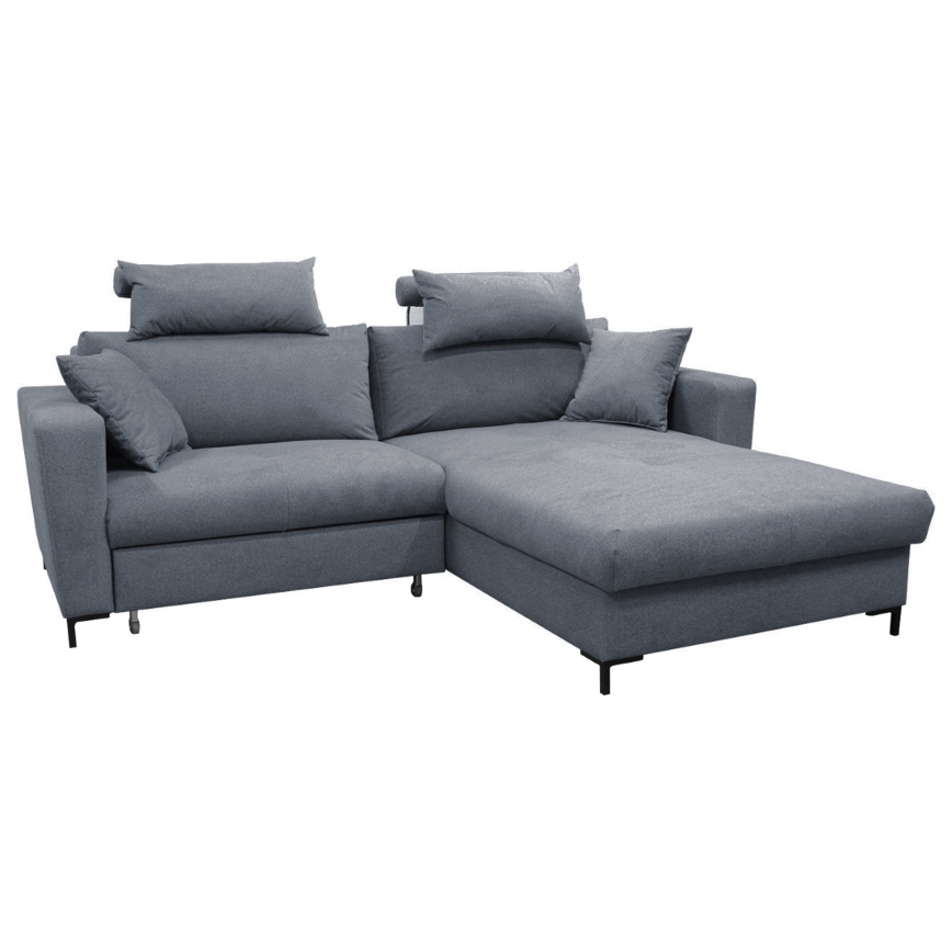 L-shaped HORTA right-hand corner sofa bed with storage, dark grey