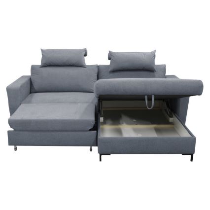L-shaped HORTA right-hand corner sofa bed with storage, dark grey