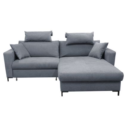 L-shaped HORTA right-hand corner sofa bed with storage, dark grey