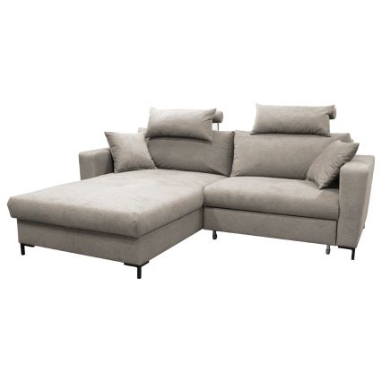 HORTA Left-Facing L-Shaped Corner Sofa Bed with Storage, Grey