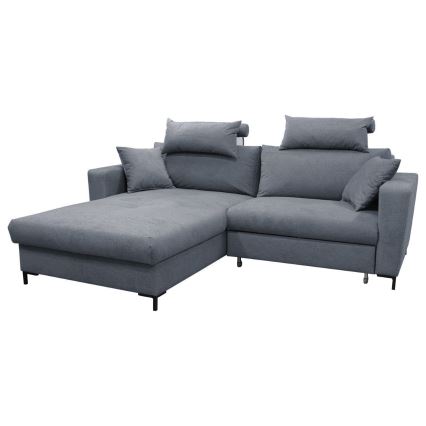HORTA Left-Hand L-Shaped Corner Sofa Bed with Storage, Dark Grey