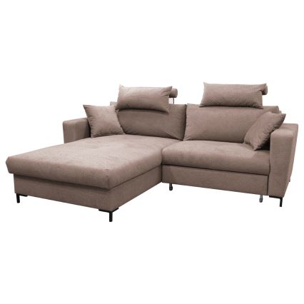 HORTA Left-Hand L-Shaped Corner Sofa Bed with Storage, Pink