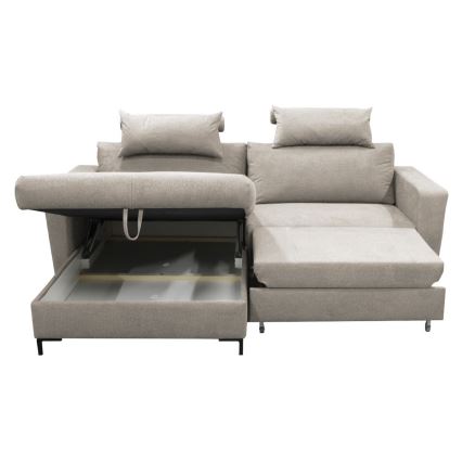 HORTA Left‑Hand L‑Shaped Corner Sofa Bed with Storage, Grey