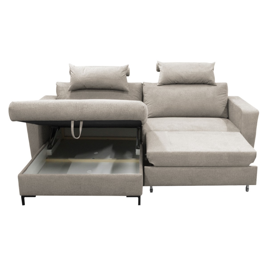 HORTA Left‑Hand L‑Shaped Corner Sofa Bed with Storage, Grey
