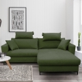 HORTA Right-Hand L-Shaped Corner Sofa Bed with Storage, Green