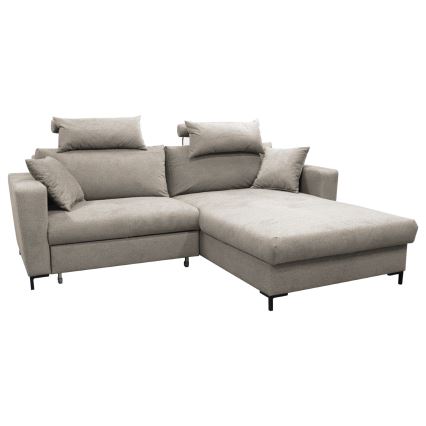 HORTA Right-hand L-shaped Corner Sofa Bed with Storage, Grey