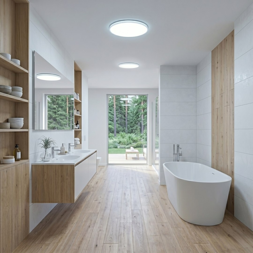 HUGO LED Ceiling Light, 16/24/32W, 230V, 3000/4000/6500K, Ø 37 cm, IP54, White