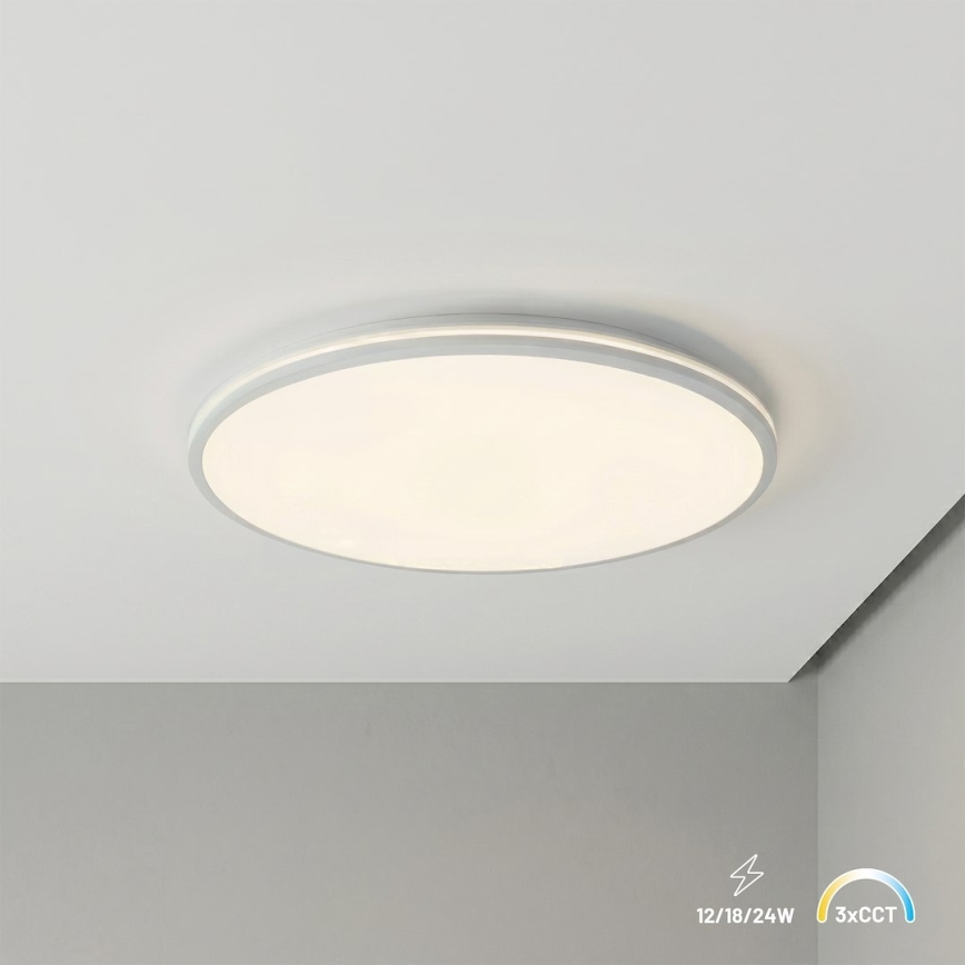 HUGO LED Ceiling Light, 16/24/32W, 230V, 3000/4000/6500K, Ø 37 cm, IP54, White