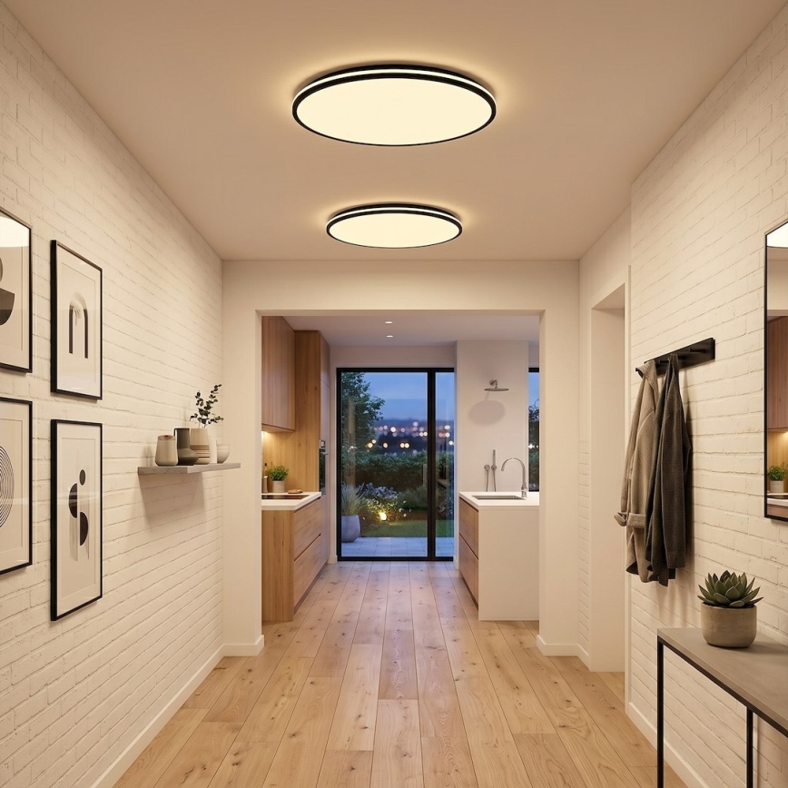 HUGO LED Ceiling Light 21/32/42W/230V 3000/4000/6500K Ø 45 cm IP54 Black