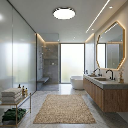 HUGO LED Ceiling Light 21/32/42W/230V 3000/4000/6500K Ø 45 cm IP54 Black
