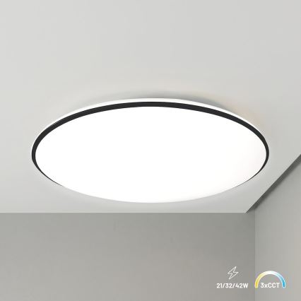 HUGO LED Ceiling Light 21/32/42W/230V 3000/4000/6500K Ø 45 cm IP54 Black