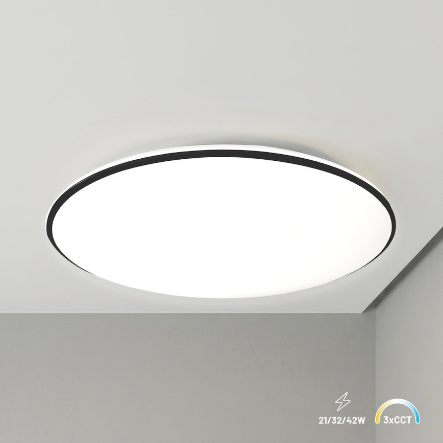 HUGO LED Ceiling Light 21/32/42W/230V 3000/4000/6500K Ø 45 cm IP54 Black