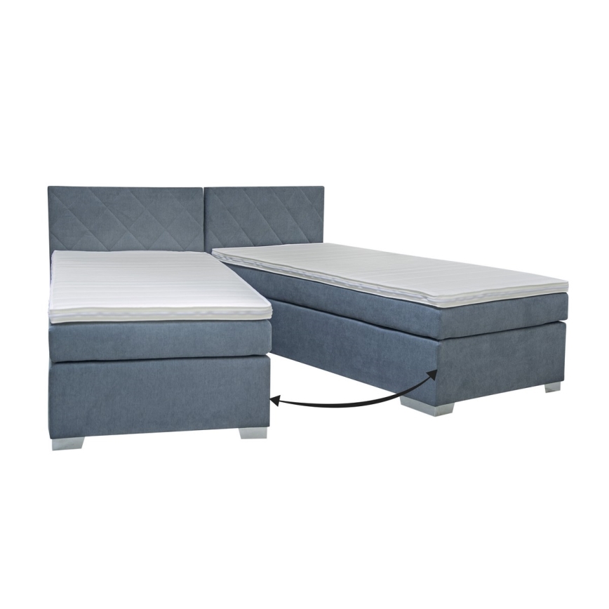 IDA Upholstered Bed with Mattress, 90 x 200 cm, Blue
