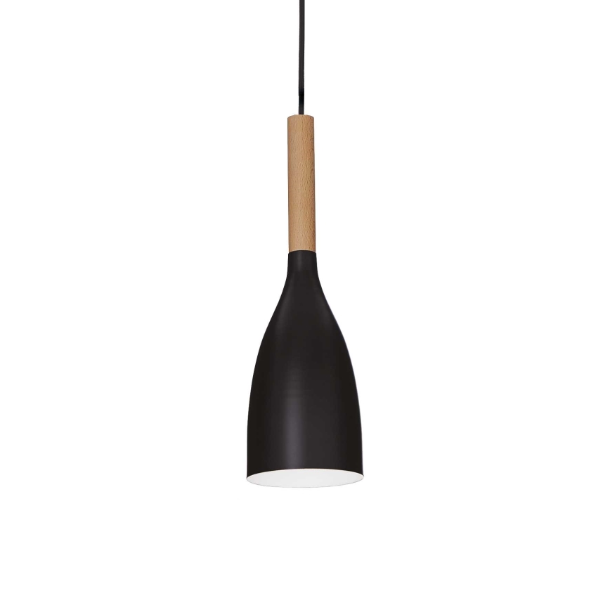 Ideal Lux - Cable pendant MANHATTAN 1xE14/40W/230V Ø 11 cm black/beech