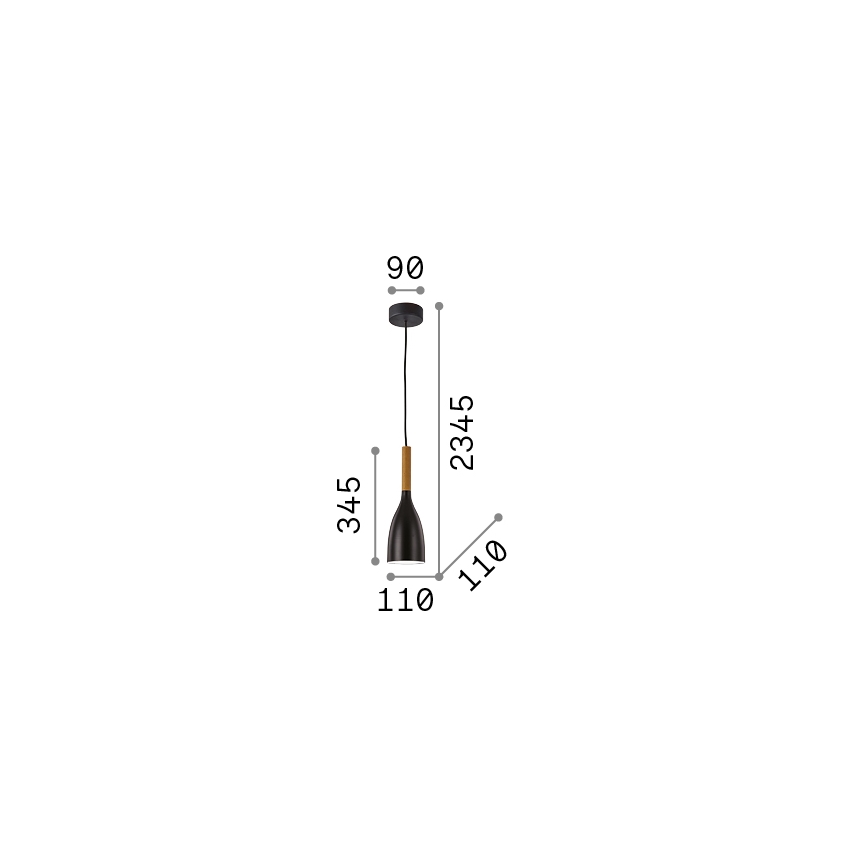 Ideal Lux - Cable pendant MANHATTAN 1xE14/40W/230V Ø 11 cm black/beech