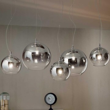 Ideal Lux - Cable-suspended chandelier NEMO PLUS 5xE27/42W/230V polished chrome/smoked grey