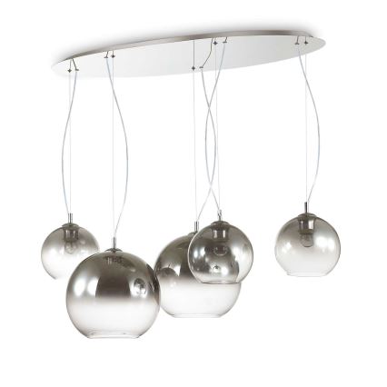 Ideal Lux - Cable-suspended chandelier NEMO PLUS 5xE27/42W/230V polished chrome/smoked grey