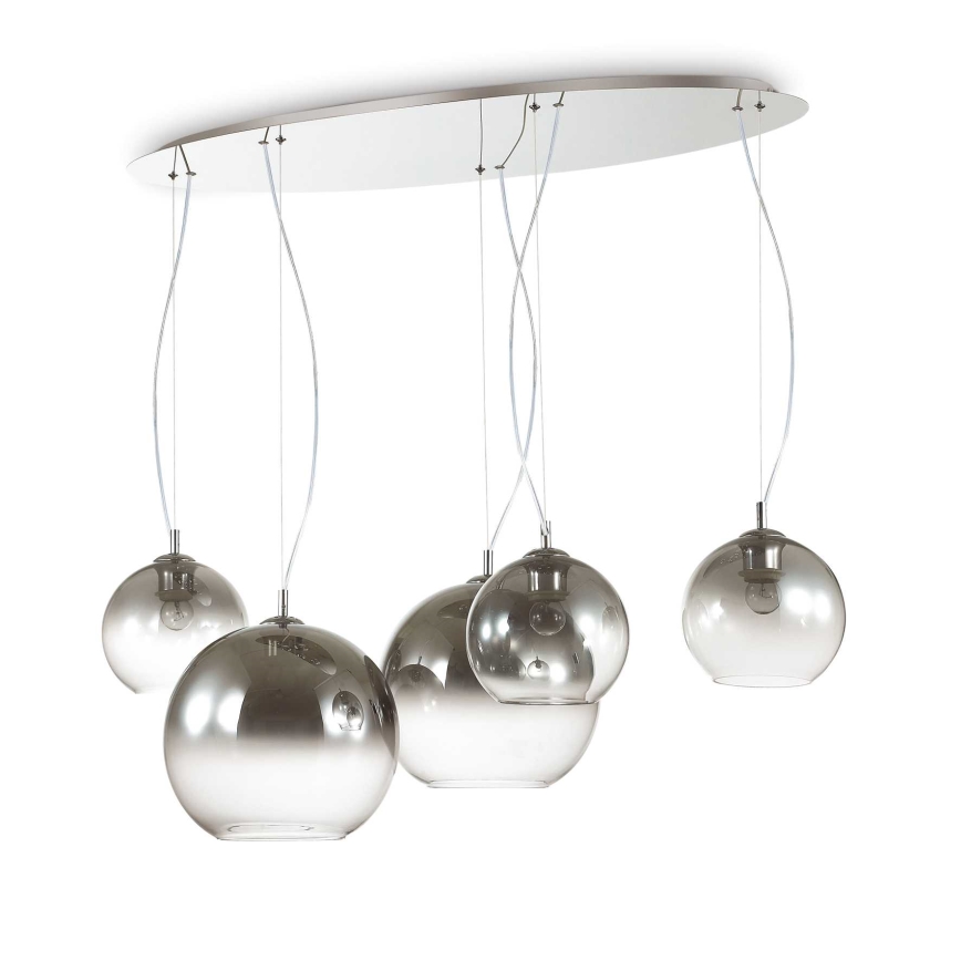 Ideal Lux - Cable-suspended chandelier NEMO PLUS 5xE27/42W/230V polished chrome/smoked grey