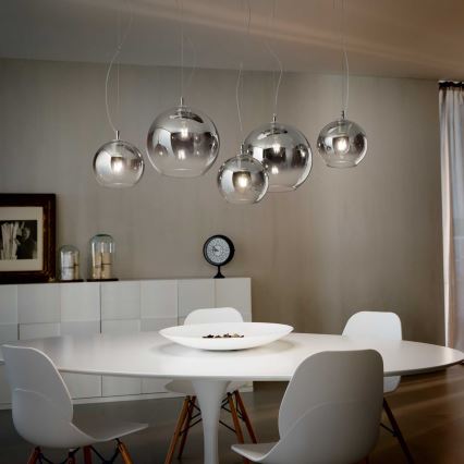 Ideal Lux - Cable-suspended chandelier NEMO PLUS 5xE27/42W/230V polished chrome/smoked grey