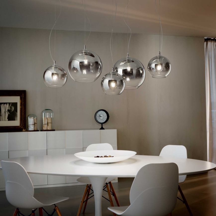 Ideal Lux - Cable-suspended chandelier NEMO PLUS 5xE27/42W/230V polished chrome/smoked grey