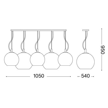Ideal Lux - Cable-suspended chandelier NEMO PLUS 5xE27/42W/230V polished chrome/smoked grey