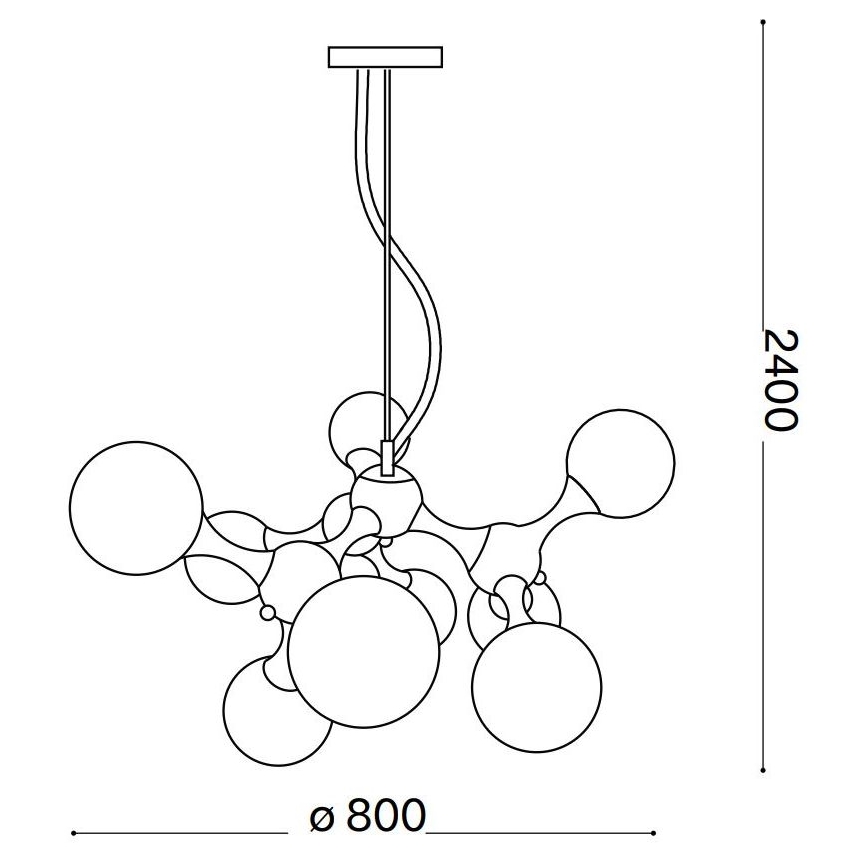 Ideal Lux - Cable-suspended chandelier NODI 9xE14/28W/230V Ø 80 cm brass/white