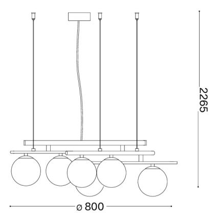 Ideal Lux - cable-suspended LED chandelier ATLAS 6xG9/3W/230V gold finish