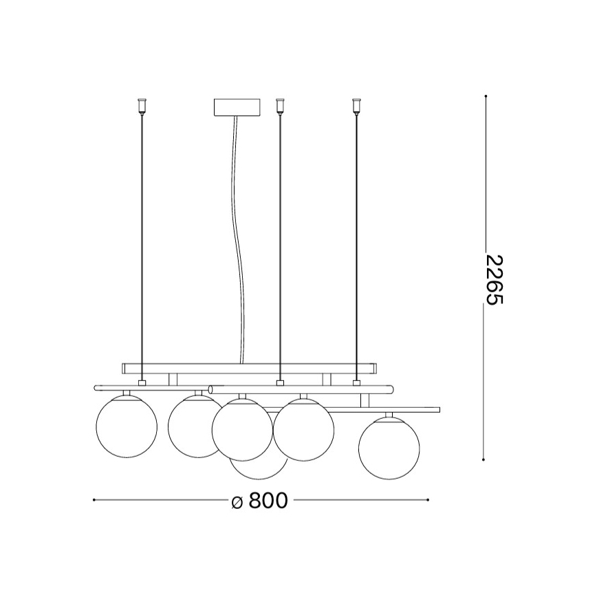 Ideal Lux - cable-suspended LED chandelier ATLAS 6xG9/3W/230V gold finish