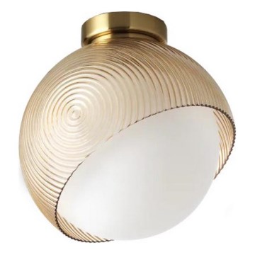 Ideal Lux - Ceiling light BLOOM 1xE27/42W/230V dia. 22 cm gold/smoky beige