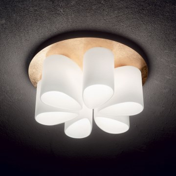 Ideal Lux - Ceiling light DAISY 6xE27/52W/230V d. 60 cm gold/white