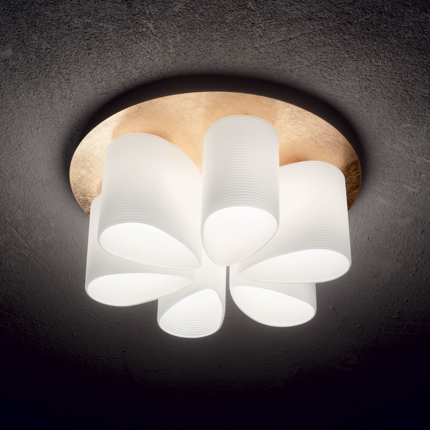 Ideal Lux - Ceiling light DAISY 6xE27/52W/230V d. 60 cm gold/white