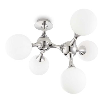 Ideal Lux - Ceiling light NODI 5xE14/28W/230V shiny chrome/white