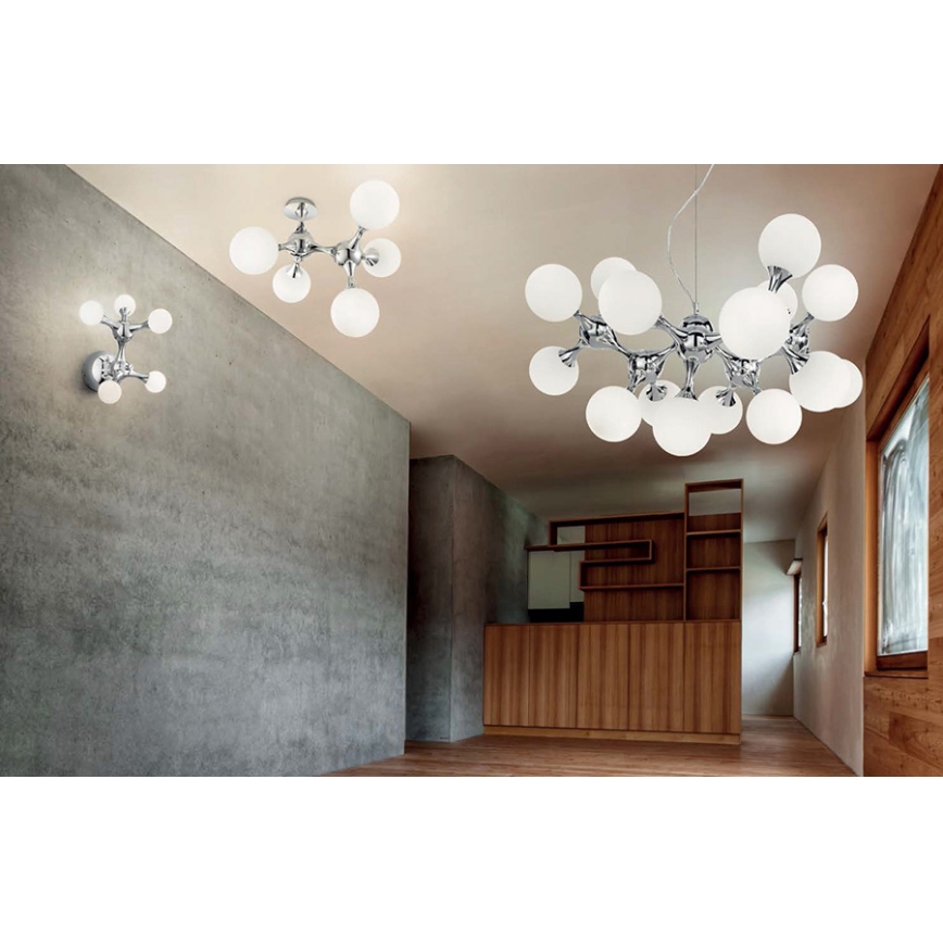 Ideal Lux - Ceiling light NODI 5xE14/28W/230V shiny chrome/white